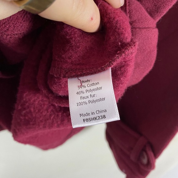 Vintage Y2K Market & Spruce Burgundy Jacket Toggle Buttons Hooded Women's Small - Picture 8 of 8